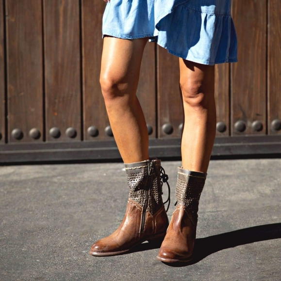 🥰EUC Bed Stu Cheshire Distressed Side Zip Mid-Calf Lace Up Leather Boot, 7.5 - Picture 2 of 16